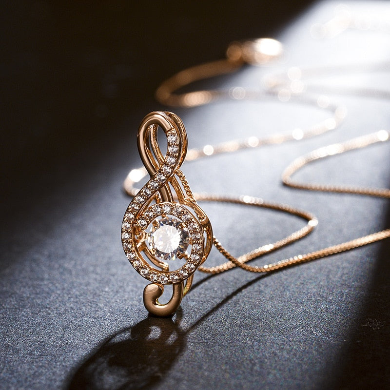 Musical Note Crystal Necklace