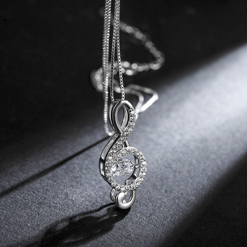 Musical Note Crystal Necklace