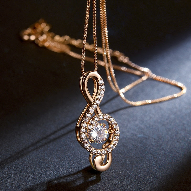 Musical Note Crystal Necklace