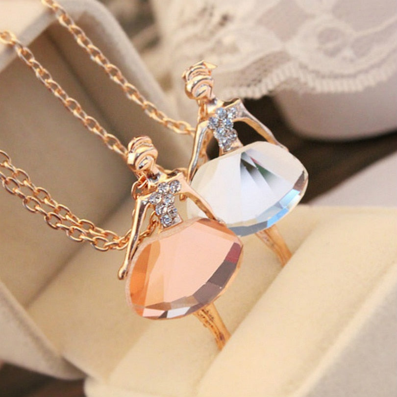 Crystal Ballet Pendant Necklace