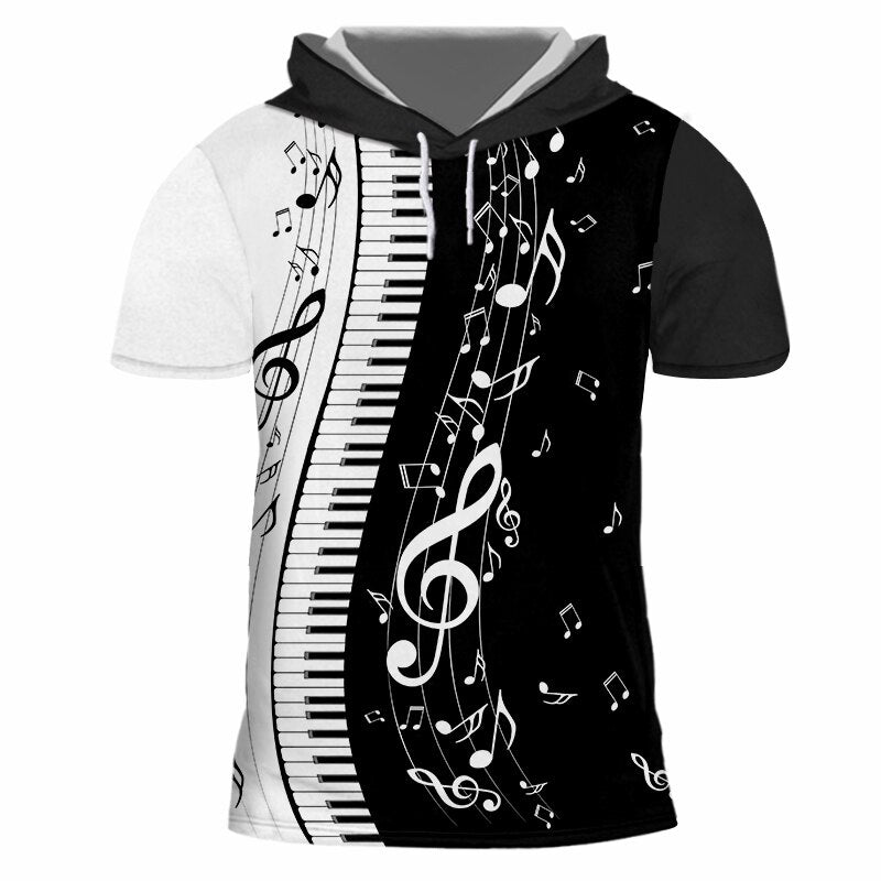 Music Note Piano Hooded T-Shirt