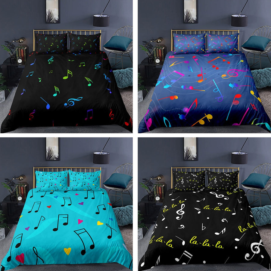 Multicolor Music Note Bedding Set