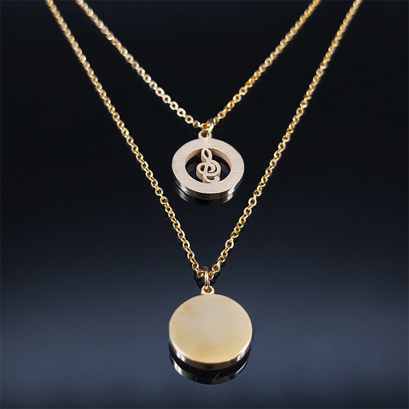 Crystal Music Notes Pendant Necklace