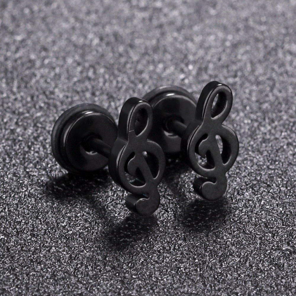 Treble Clef Stud Earrings