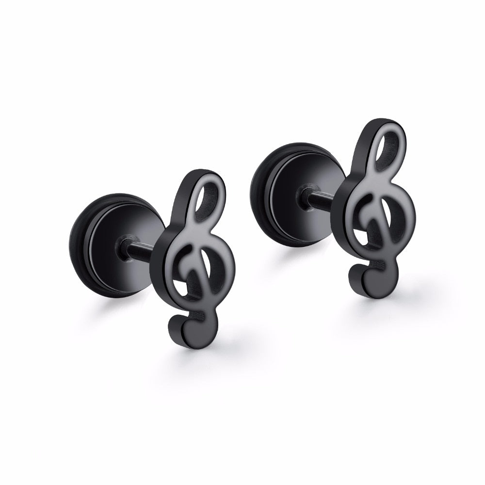 Treble Clef Stud Earrings