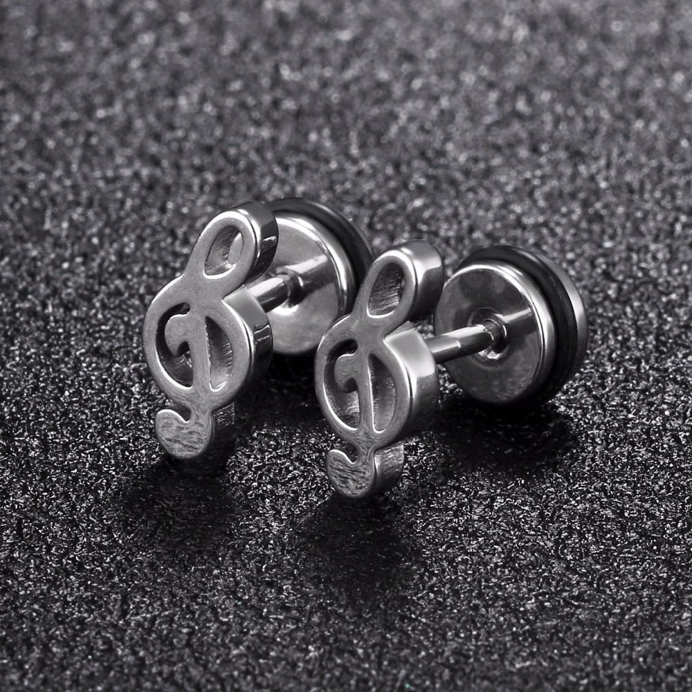 Treble Clef Stud Earrings