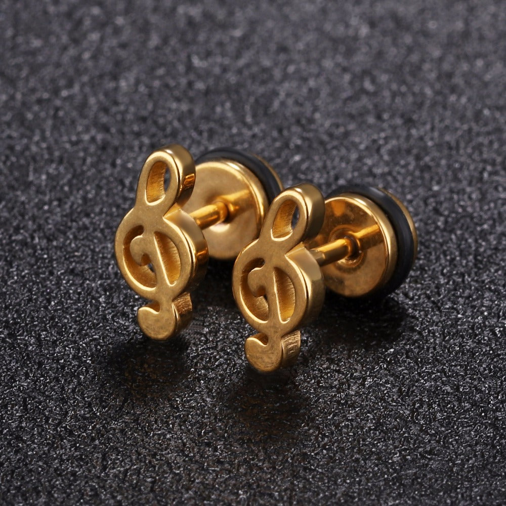 Treble Clef Stud Earrings