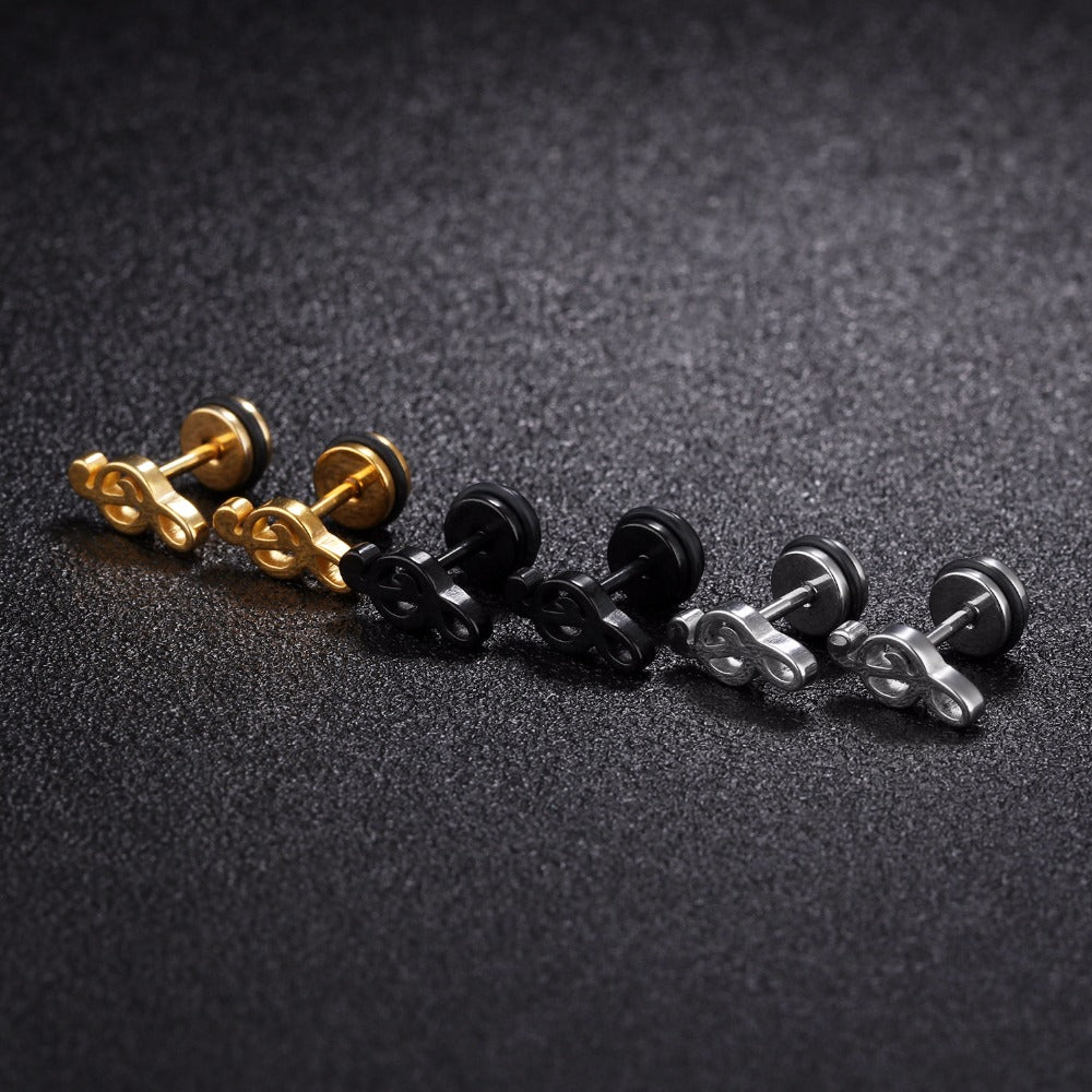 Treble Clef Stud Earrings