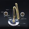 Gold Music Clef Crystal Necklace & Earrings Set