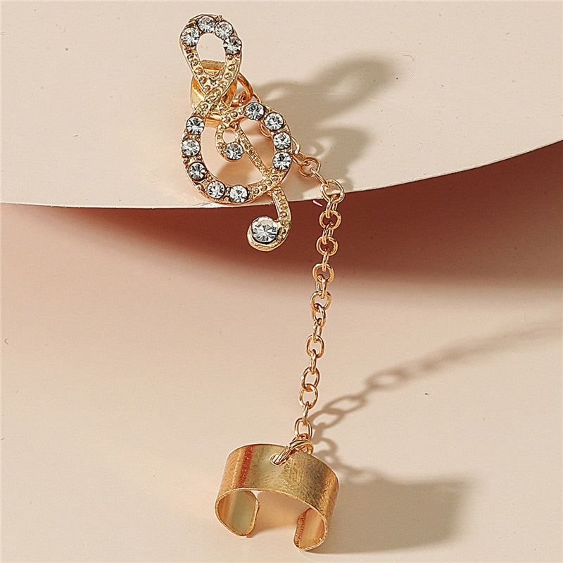 Music Notes Long Chain Stud Earring