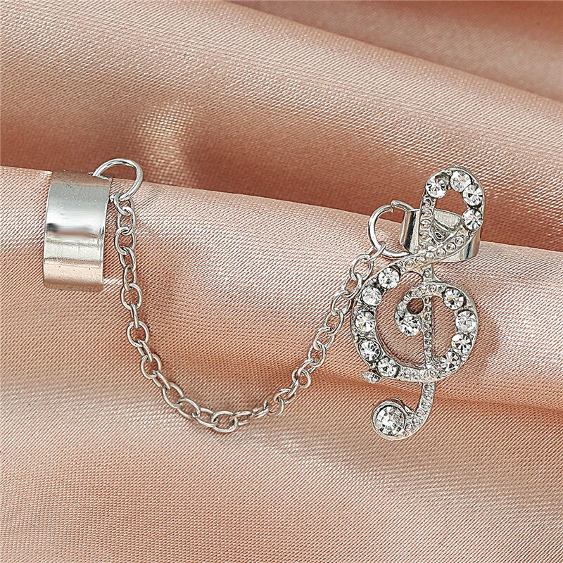 Music Notes Long Chain Stud Earring