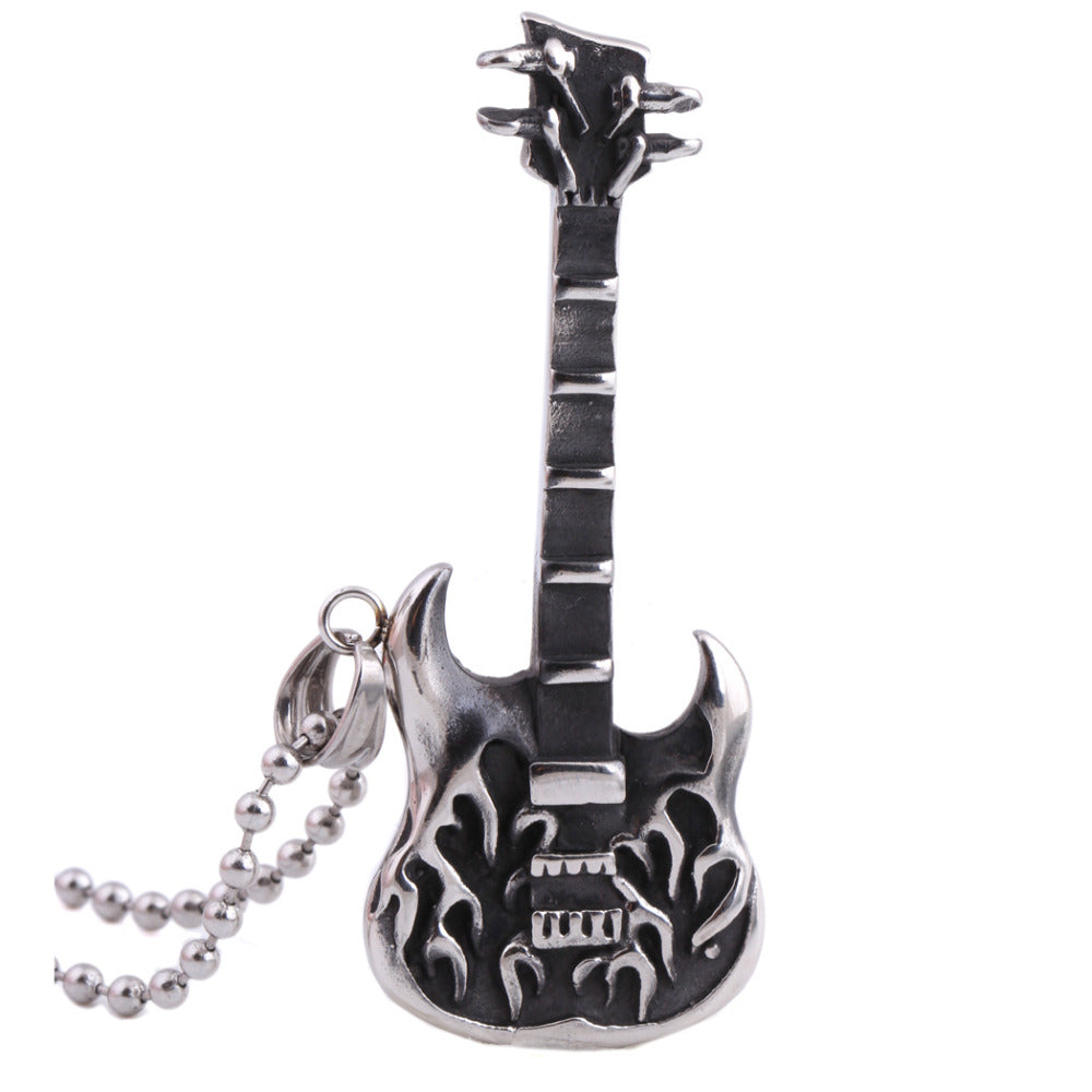 Flame on Guitar Necklace