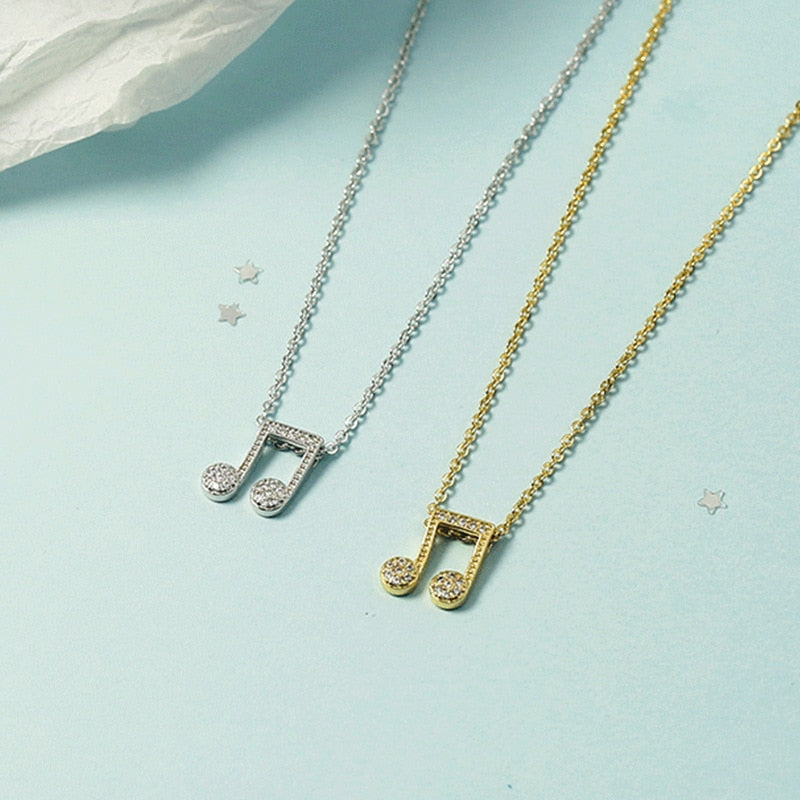 Zirconia Music Notes Necklace