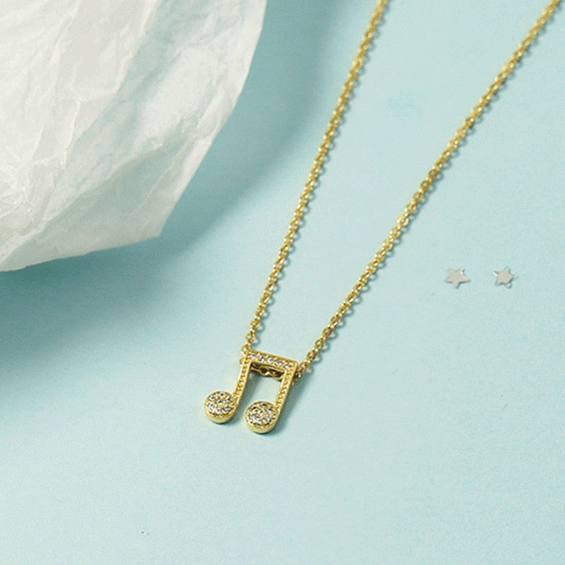 Zirconia Music Notes Necklace