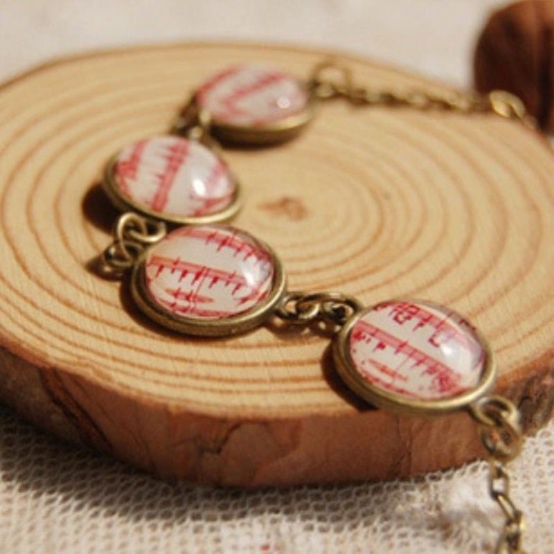 Red Music Notes Bronze Bracelet