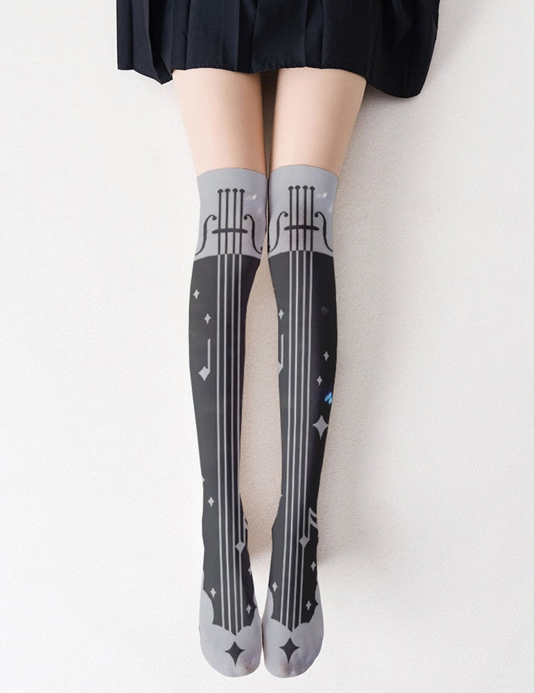 Violin Music Note Long Socks