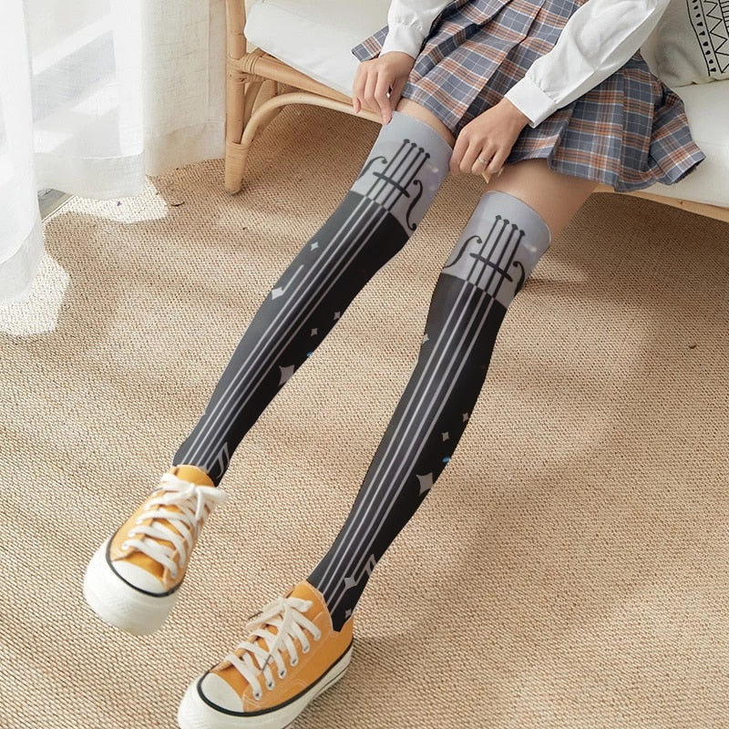 Violin Music Note Long Socks