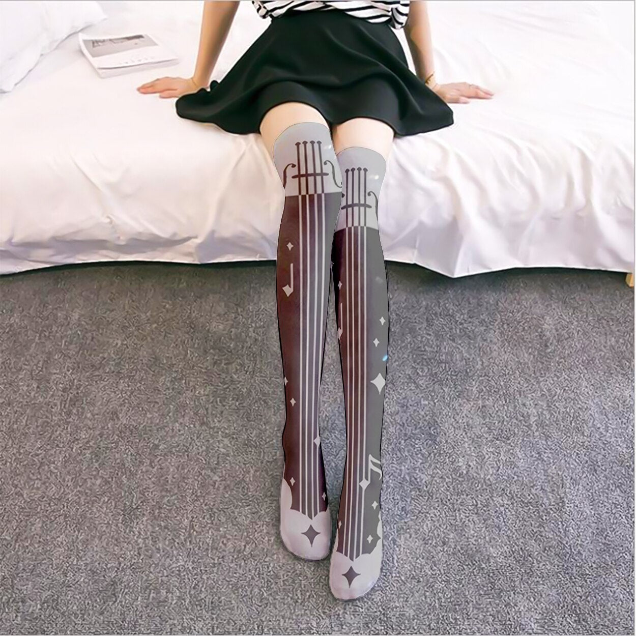 Violin Music Note Long Socks