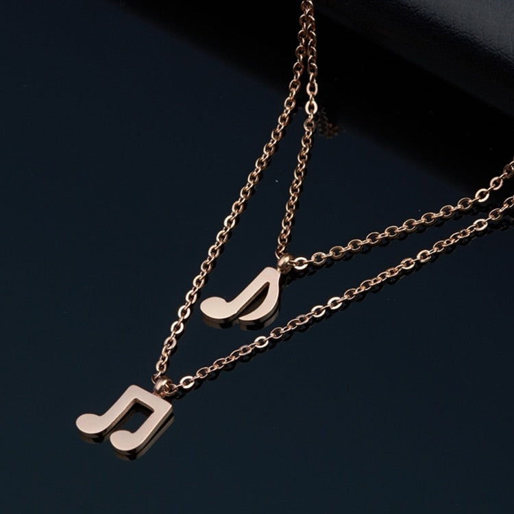 Music Notes Double Necklace