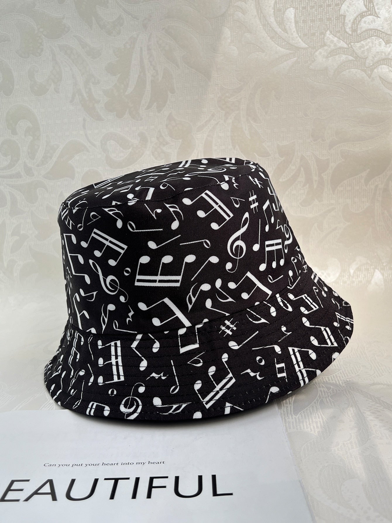 Reversible Music Notes Bucket Hat