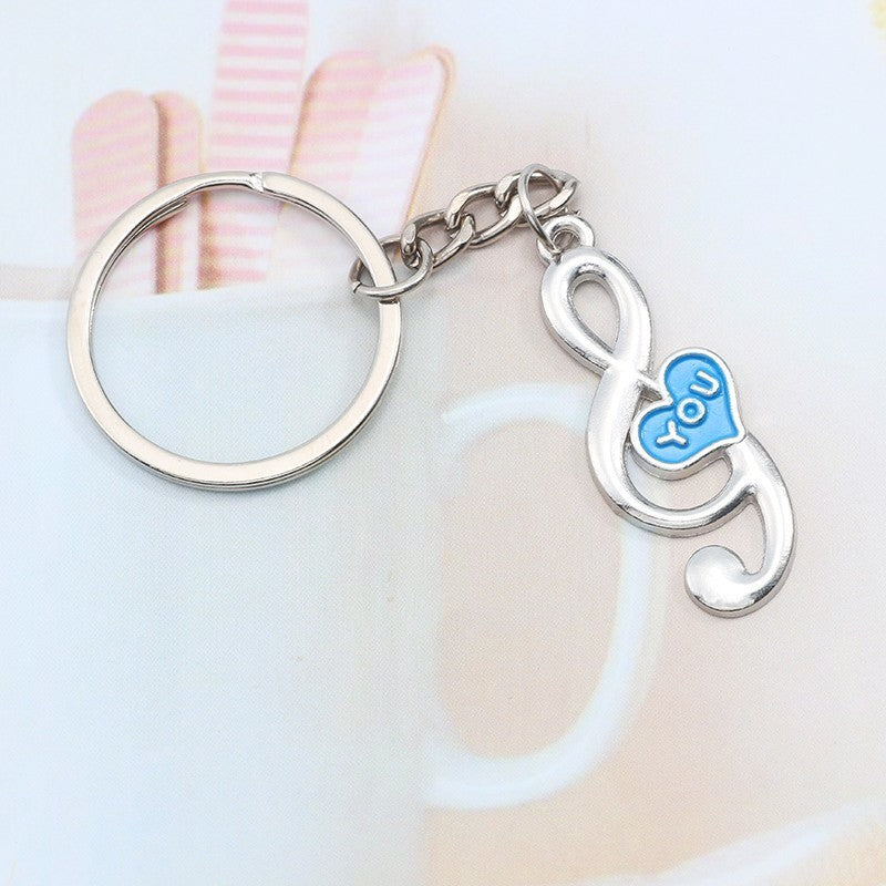 Love you Treble Clef Heart Keychain