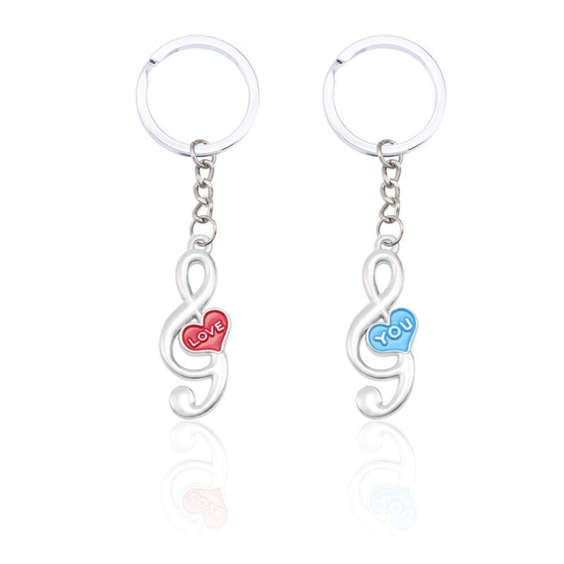 Love you Treble Clef Heart Keychain