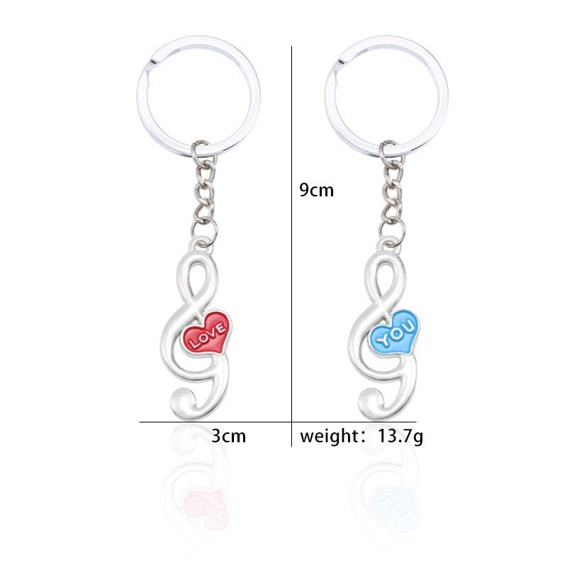 Love you Treble Clef Heart Keychain