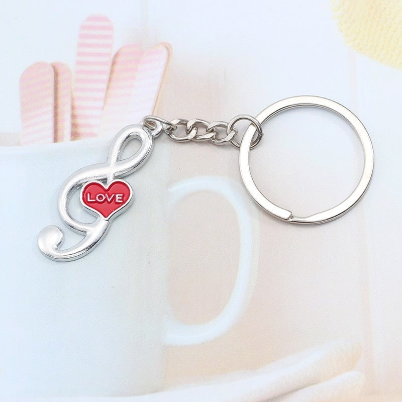 Love you Treble Clef Heart Keychain
