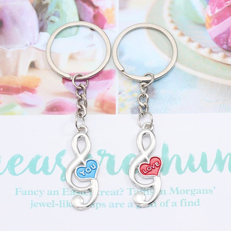 Love you Treble Clef Heart Keychain