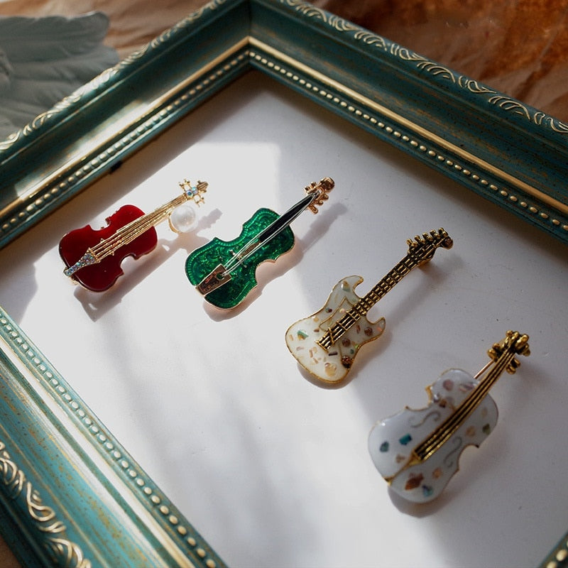 Elegant Guitar/Violin Brooch Pin