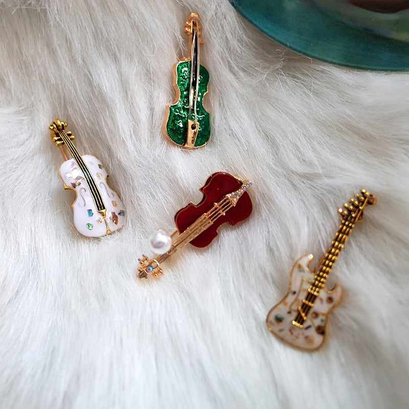 Elegant Guitar/Violin Brooch Pin