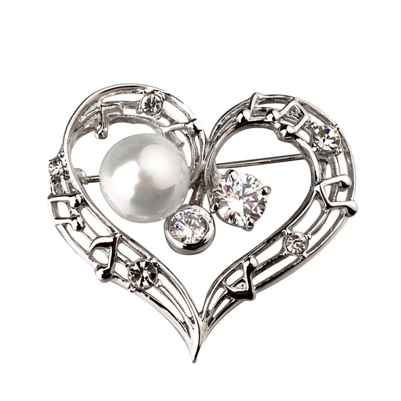 Music Note Heart Brooch