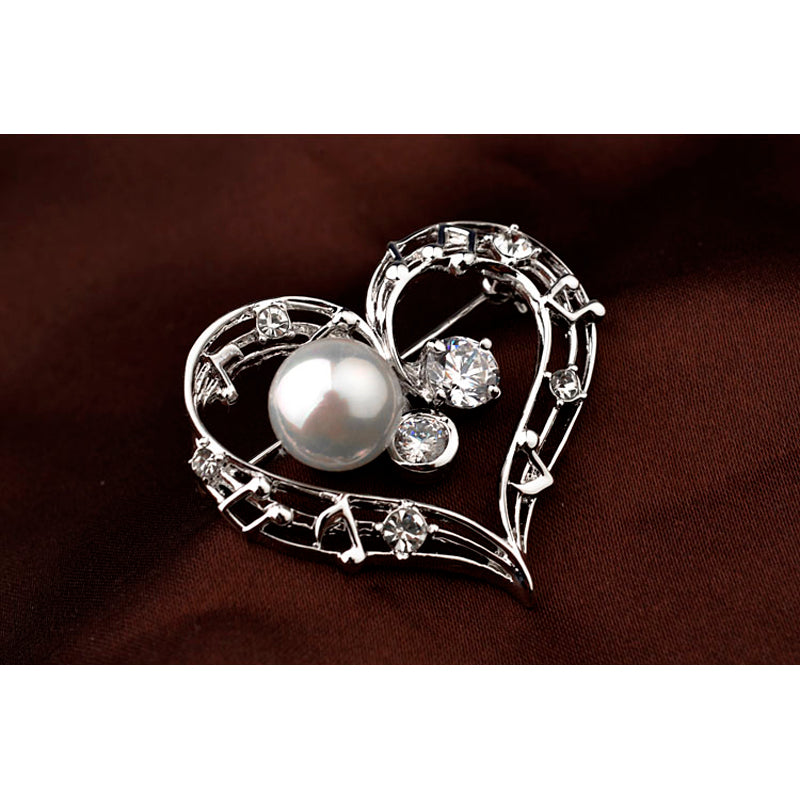 Music Note Heart Brooch