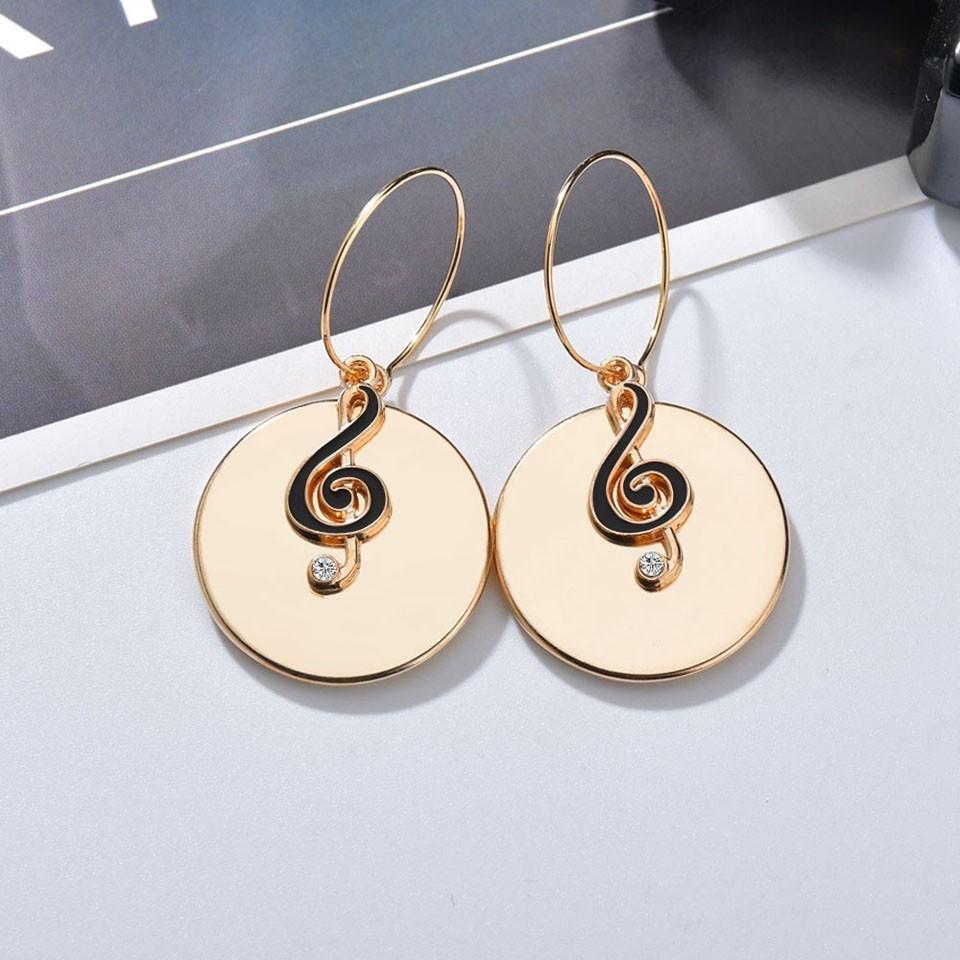 Music Note Round Earrings