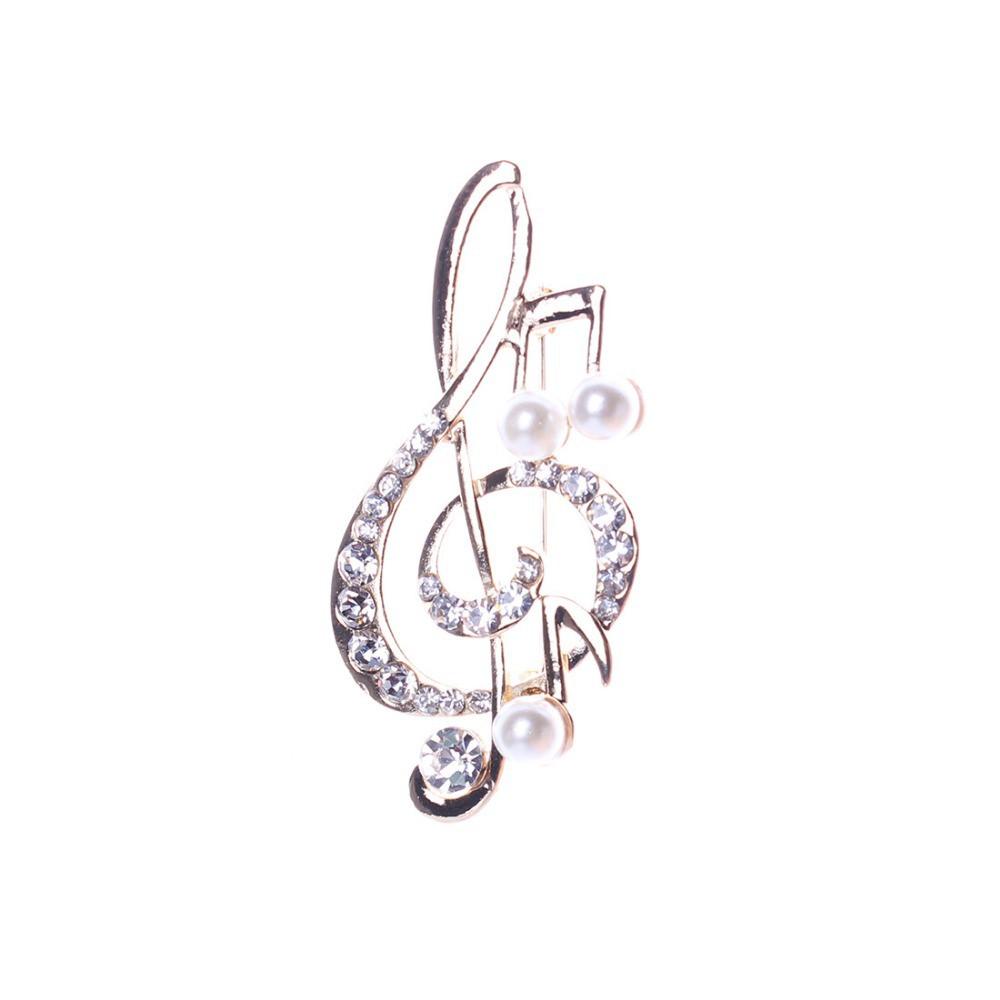 Musical Rhinestone Imitation Pearl Brooch Pin Crystal - Artistic Pod