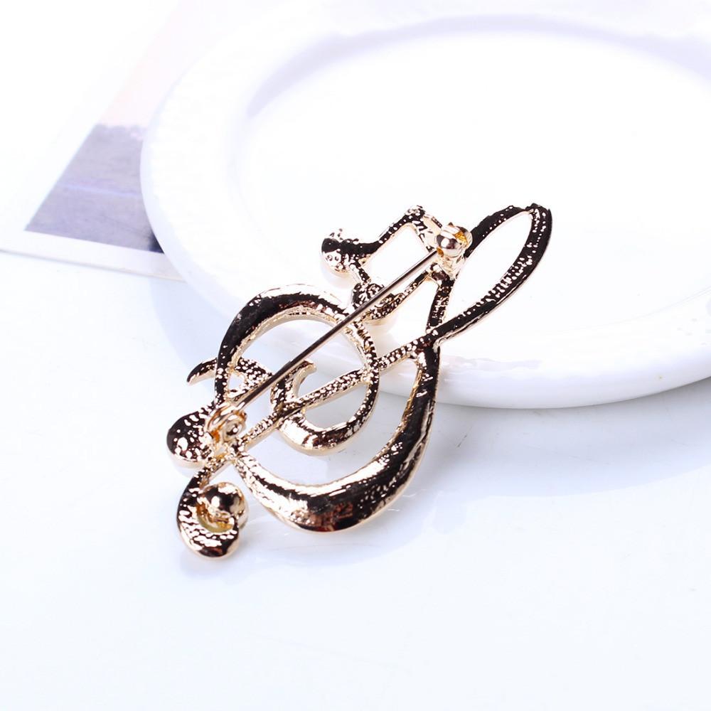 Musical Rhinestone Imitation Pearl Brooch Pin Crystal - Artistic Pod