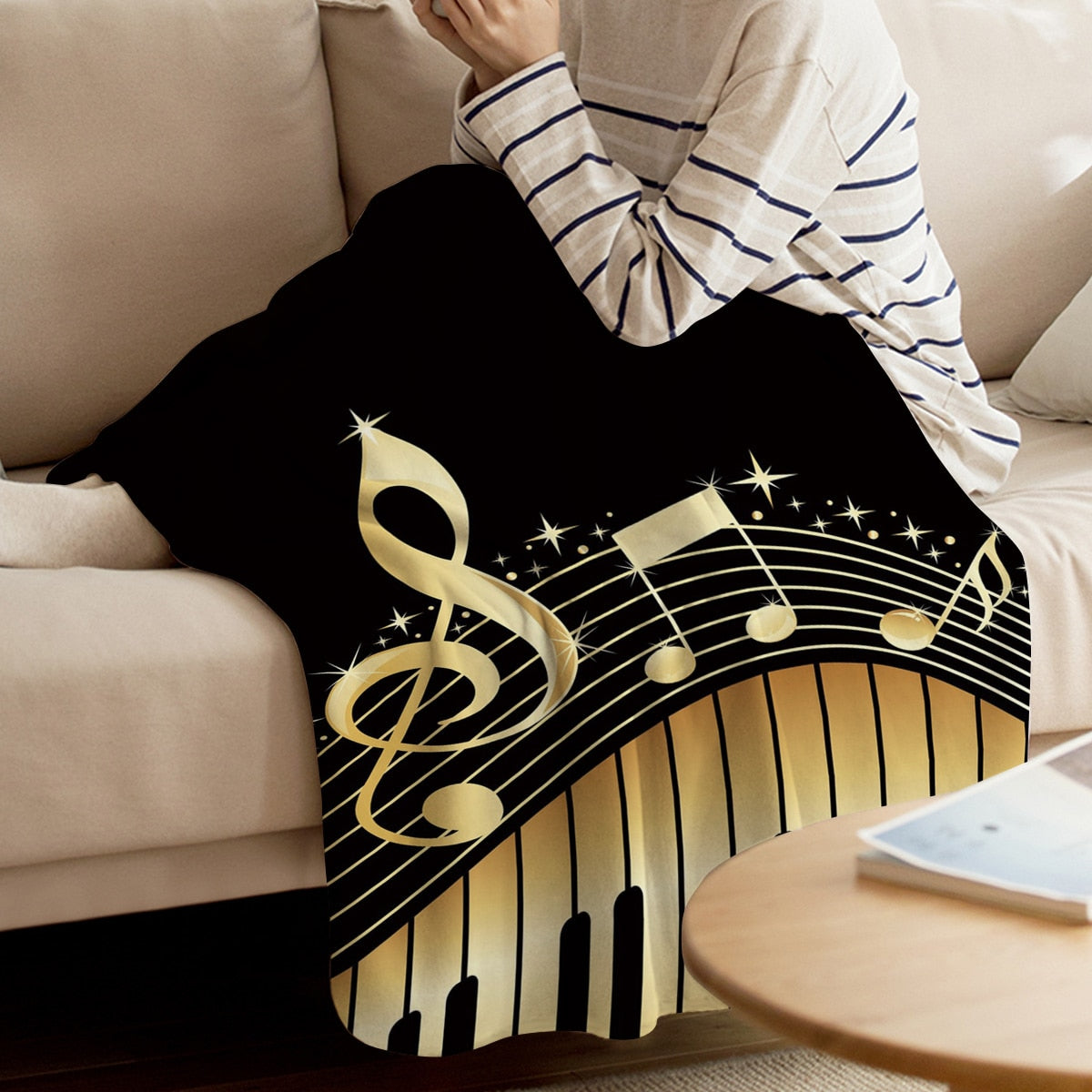 Cozy Piano Notes Gradient Blanket