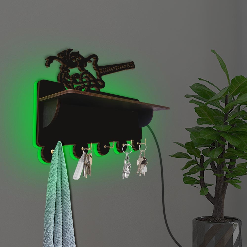 Floral Guitar Wooden Key Hanger