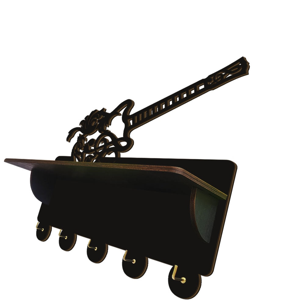 Floral Guitar Wooden Key Hanger