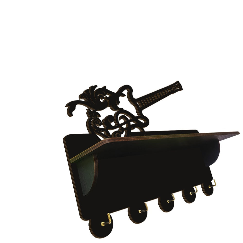 Floral Guitar Wooden Key Hanger