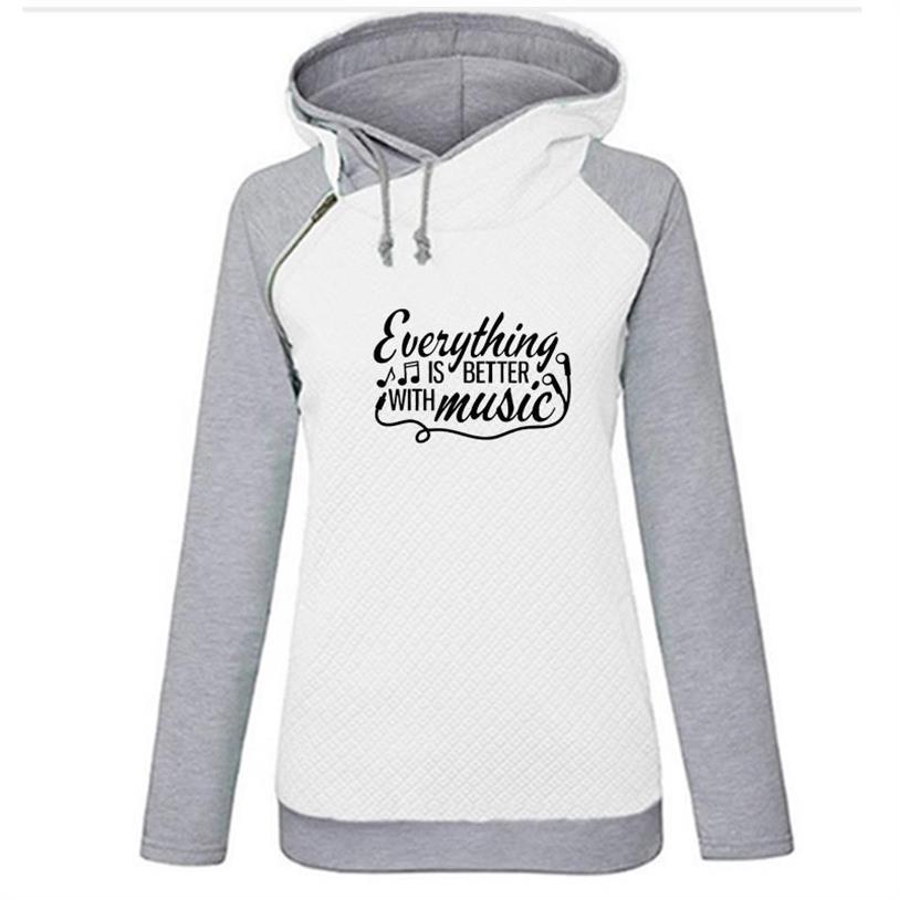 "Everything Is Better With Music" Print Sweatshirt - White / S - { shop_name }} - Review