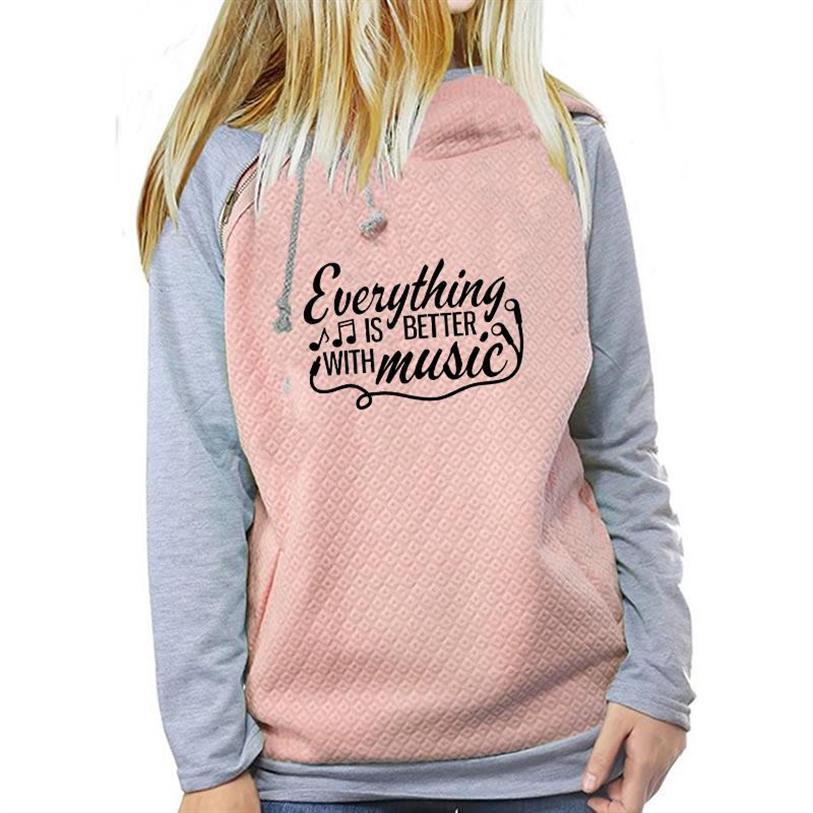"Everything Is Better With Music" Print Sweatshirt - { shop_name }} - Review