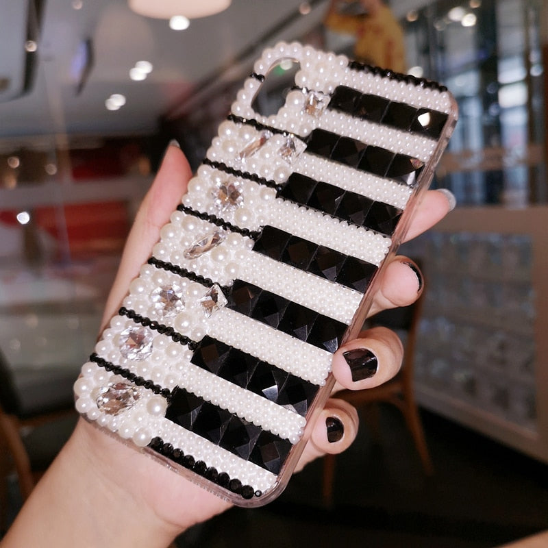 Piano Key Crystal Chain Phone Case