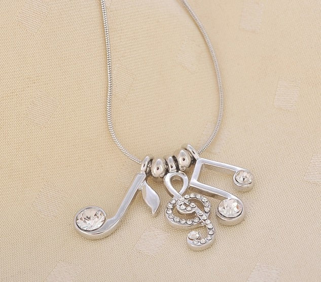 Fashion Crystal Music Necklace - Silver - { shop_name }} - Review