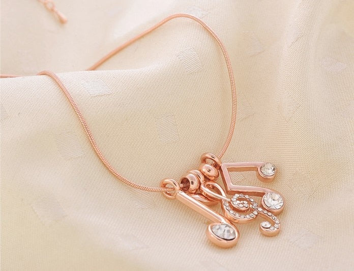 Fashion Crystal Music Necklace - Gold - { shop_name }} - Review