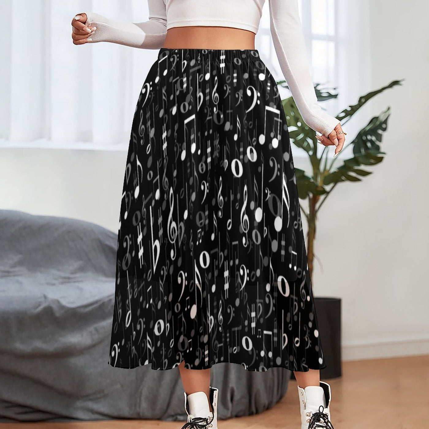 Music Notes Chiffon Skirt