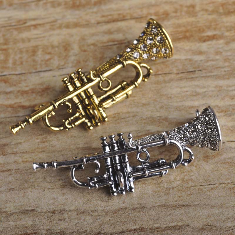 Trumpet Rhinestone Brooch
