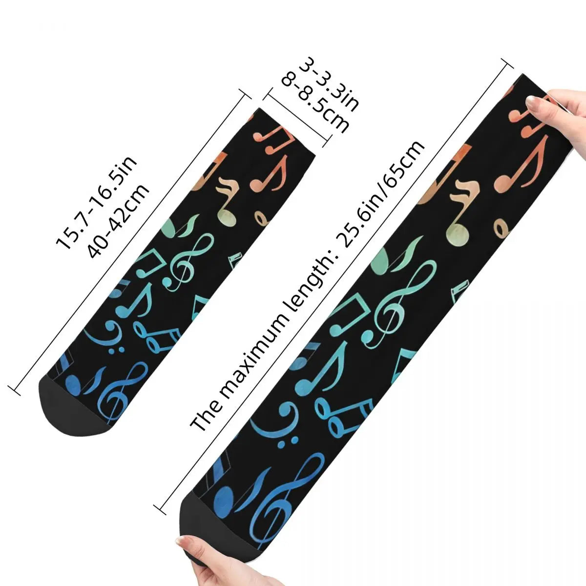 Colorful Music Notes Crew Socks
