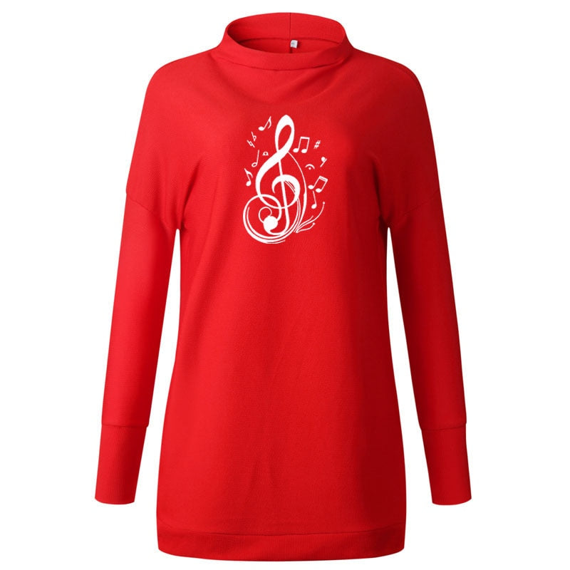 Vintage Treble Clef Turtleneck Thick Dress