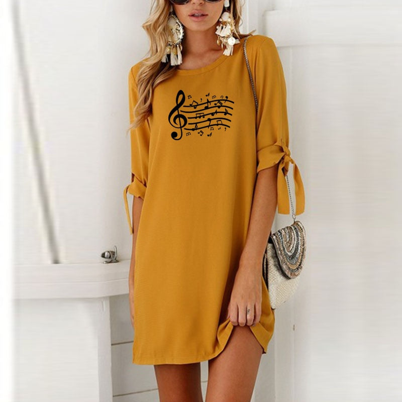Women Summer Music Notes Dress